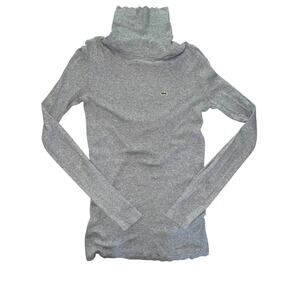 Lacoste Cotton Blend Grey Long Sleeve Micro Ribbed Turtleneck EU44